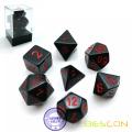 Bescon Polyhedral Dice Set Opaque Black with Red Numbers, Black RPG Dice Set of 7 d4 d6 d8 d10 d12 d20 d% Brick Box Pack
