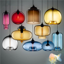 Artpad Multi Color Stained Clear Glass Pendant Light Lamp for Dining Room Bar Coffee Hotel Restaurant Lighting LED Hanging Light