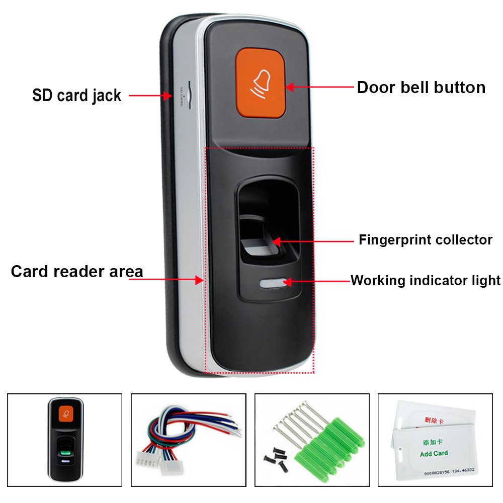 Biometric Fingerprint Access Control System Kit support finger/ ID 125KHz card +Electric Locks+ DC12V Power Supply for office
