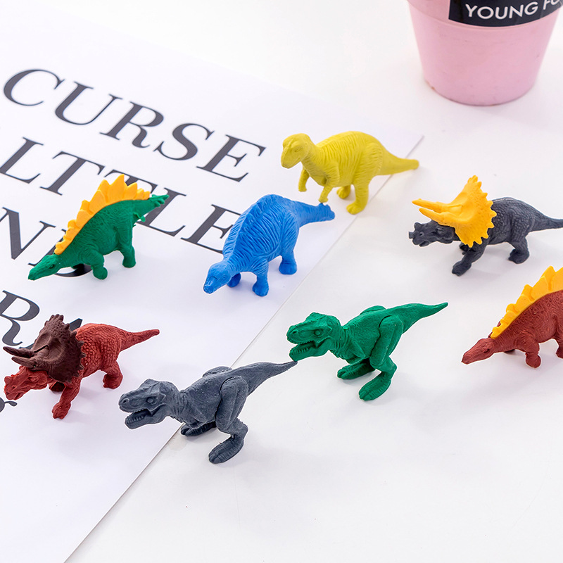 4Pcs/Set Rubber Animal Eraser Dinosaur Eraser Box School Stationery Office Supplies School Supplies Stationery Gift Tool