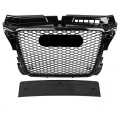 For RS3 Style Front Sport Hex Mesh Honeycomb Hood Grill Gloss Black for Audi A3/S3 8P 2009 2010 2011 2012 2013