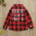 1-6Y toddler kid baby boy girl shirt red plaid letter print long sleeves Blouse autumn fashion outdoor children clothes top