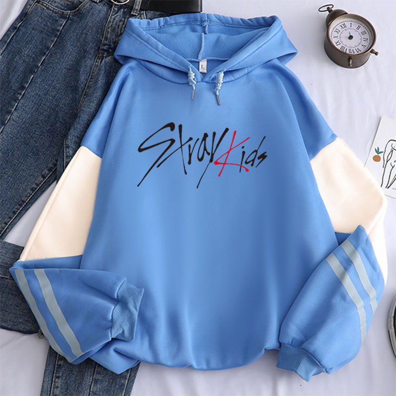 New Harajuku Korean Style KPOP Straykids Stray Kids Album Women Hoodies Sweatshirts Long Sleeve Patchwork Hooded Tops Pullovers