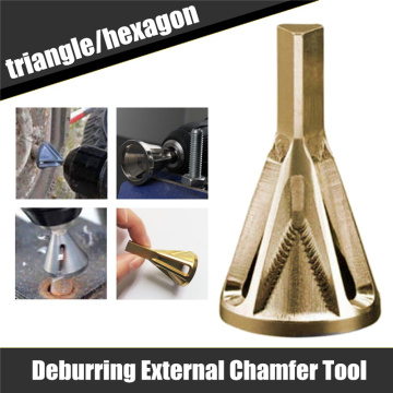 Titanium Coated Deburring External Chamfer Tool Bit 1/4 Inch Triangle /Hex Shank Remove Burr Tools used for Electric Drills