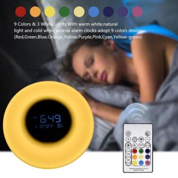 Alarm clock light dawn night light intelligent sunrise and sleep simulation mode FM radio with remote control touch night light