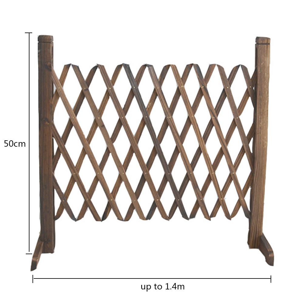 Retractable Garden Fence 50CM Hight Wooden Decorative Garden Lawn Fence Plant Climb Trelli Support Carbonized Anticorrosive Wood