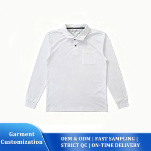 White Pique Long Sleeve Polo Shirt