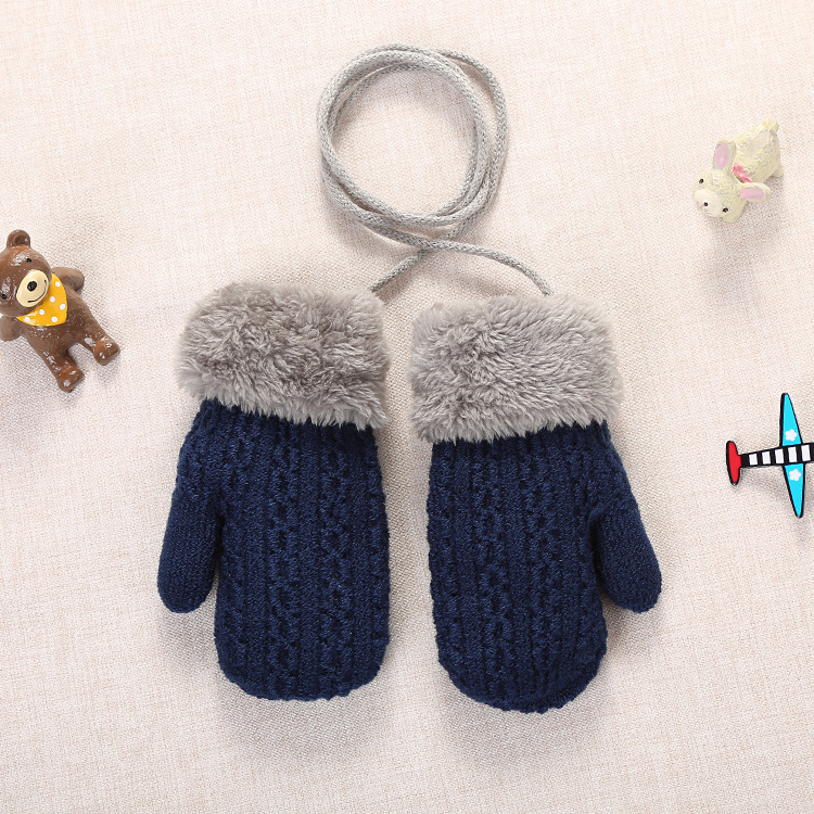 Winter Outdoor Baby Boys Girls Knitted Gloves Thickening Warm Rope Full Finger Mittens Gloves For Children Toddler Kids