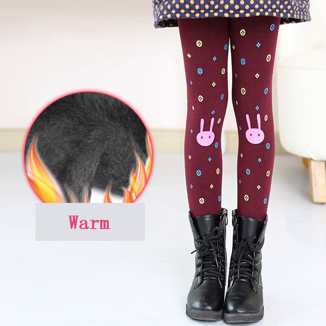 High Quality Winter Autumn Thick Warm Girls Leggings Kids Pants Children's Winter Trousers Elastic Rabbit Pattern Leggings Girls