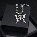 Punk Rock Sweet Butterfly Stainless Steel Pendant Necklace Streetwear Ball Chain Polishing Chain Fashion Necklace Unisex