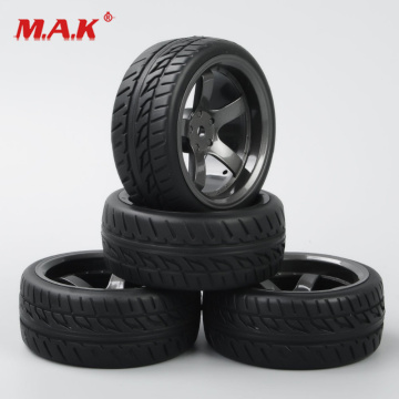 4 Pcs/Set 1/10 Scale On Road Racing Rubber Tires and Wheel Rim with 6mm Offset and 12mm Hex fit HSP HPI RC Model Car Accessories