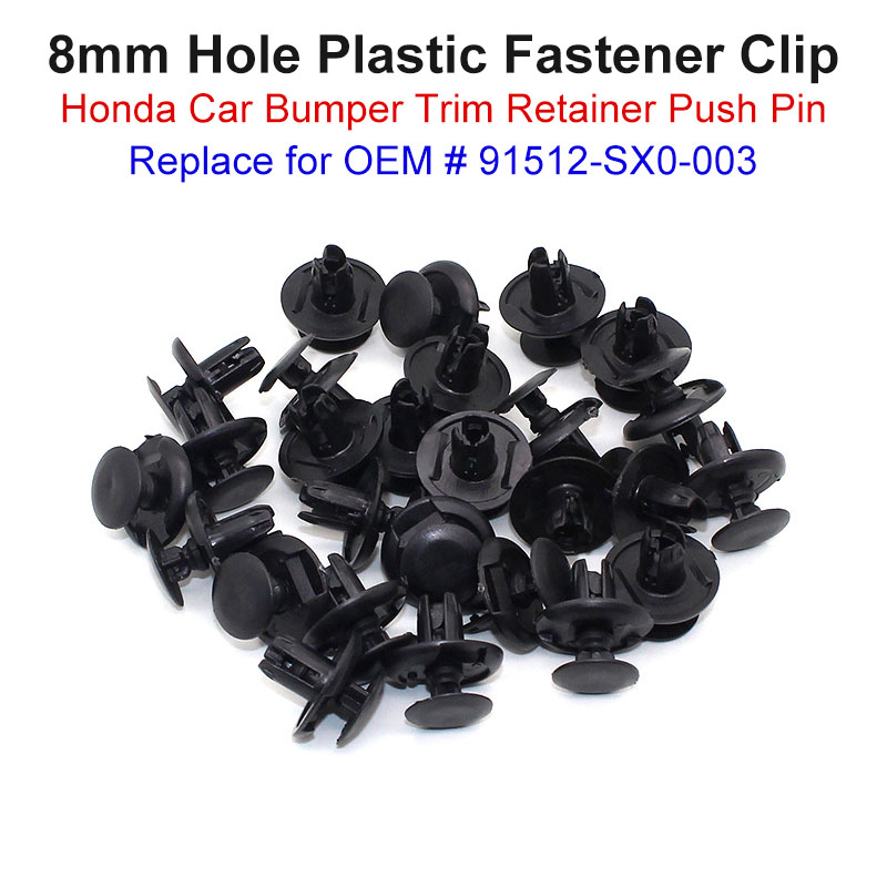 50pcs 8mm Plastic Rivets Auto Fasteners Clips for Honda Accord Civic CR-V Acura RSX MDX NSX TSX TL Car Bumper Retainer Push Pins