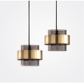 Nordic Gold Cylindrical LED Pendant Lights Luxury Glass Bedside Restaurant Bar Table Pendant Lamps Modern Decoration Lighting