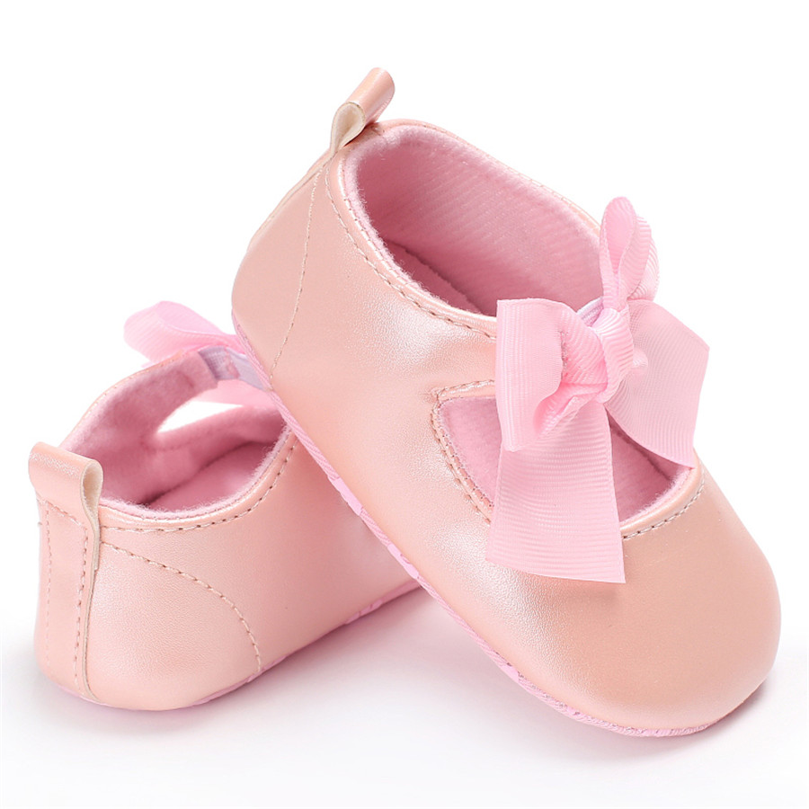 Newborn Toddler Baby Crib Shoes Princess Bow Children Kids Girl Dress Shoes Flats Wedding Party 0-24M