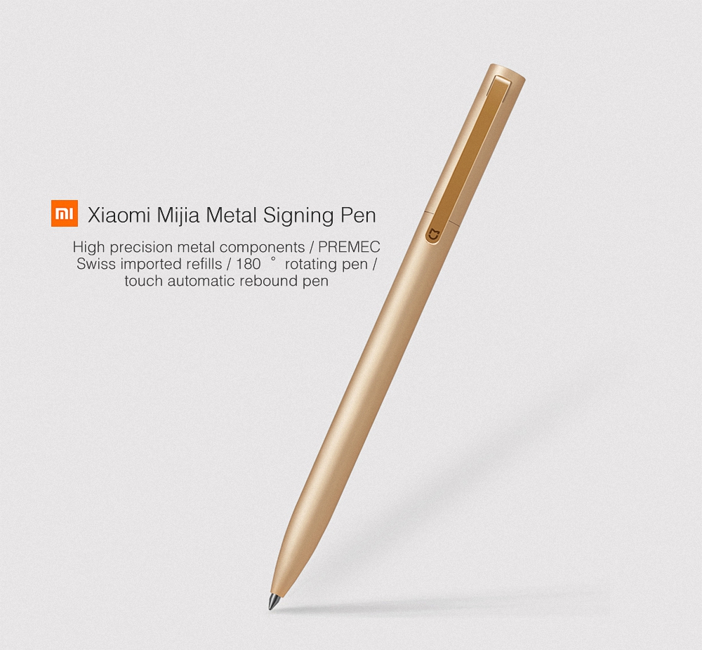 Original Xiaomi Metal Sign Pen Mi pen 0.5mm Switzerland Refill Blue/Black/Red ink Signing pens for school Office ballpoint pen