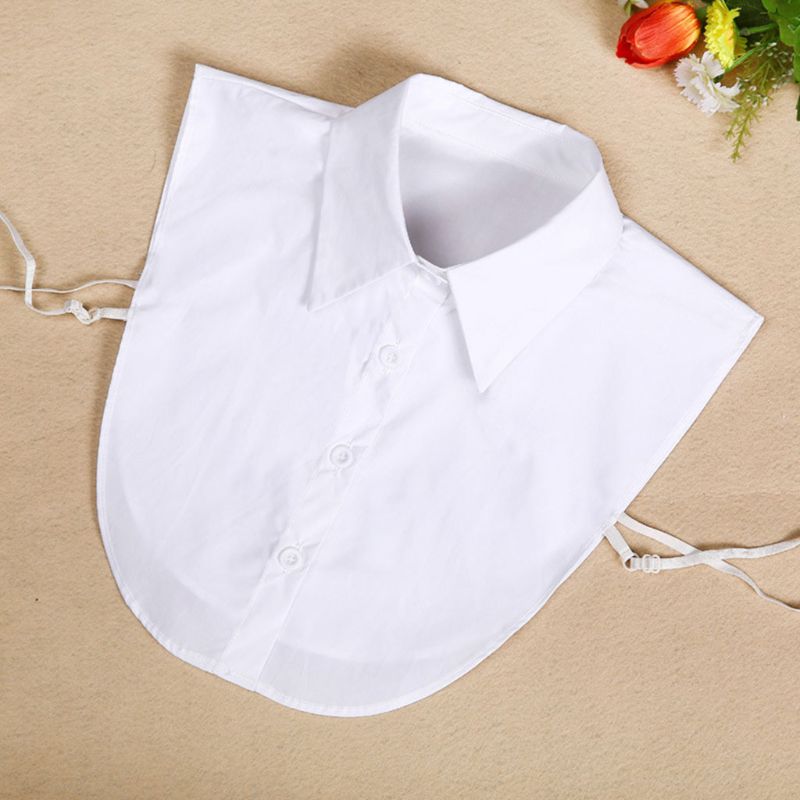 Women Cotton Fake Collar Adjustable Solid Color Detachable Half-Shirt Blouse Tops Clothes Accessories