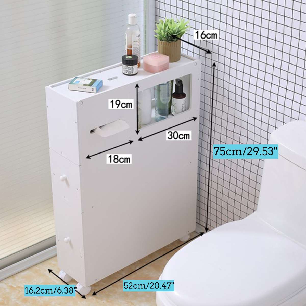 Bathroom Vanity Floor Standing Bathroom Storage Cabinet Washbasin Shower Corner Shelf Plants Sundries Slide Out Storage Racks