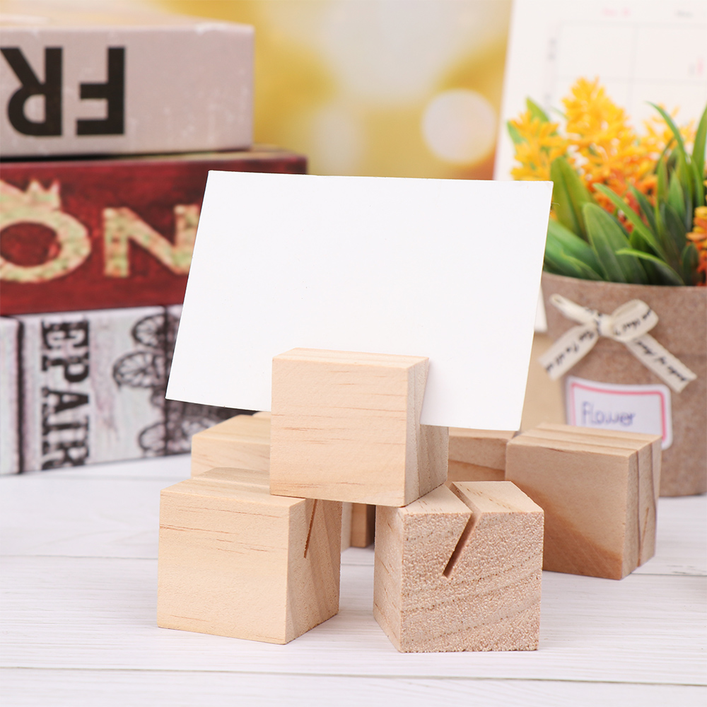 Desk Card Natural Wooden Notes Clips Photo Holder Clamps Stand Support Picture Frame Base Desktop Decor