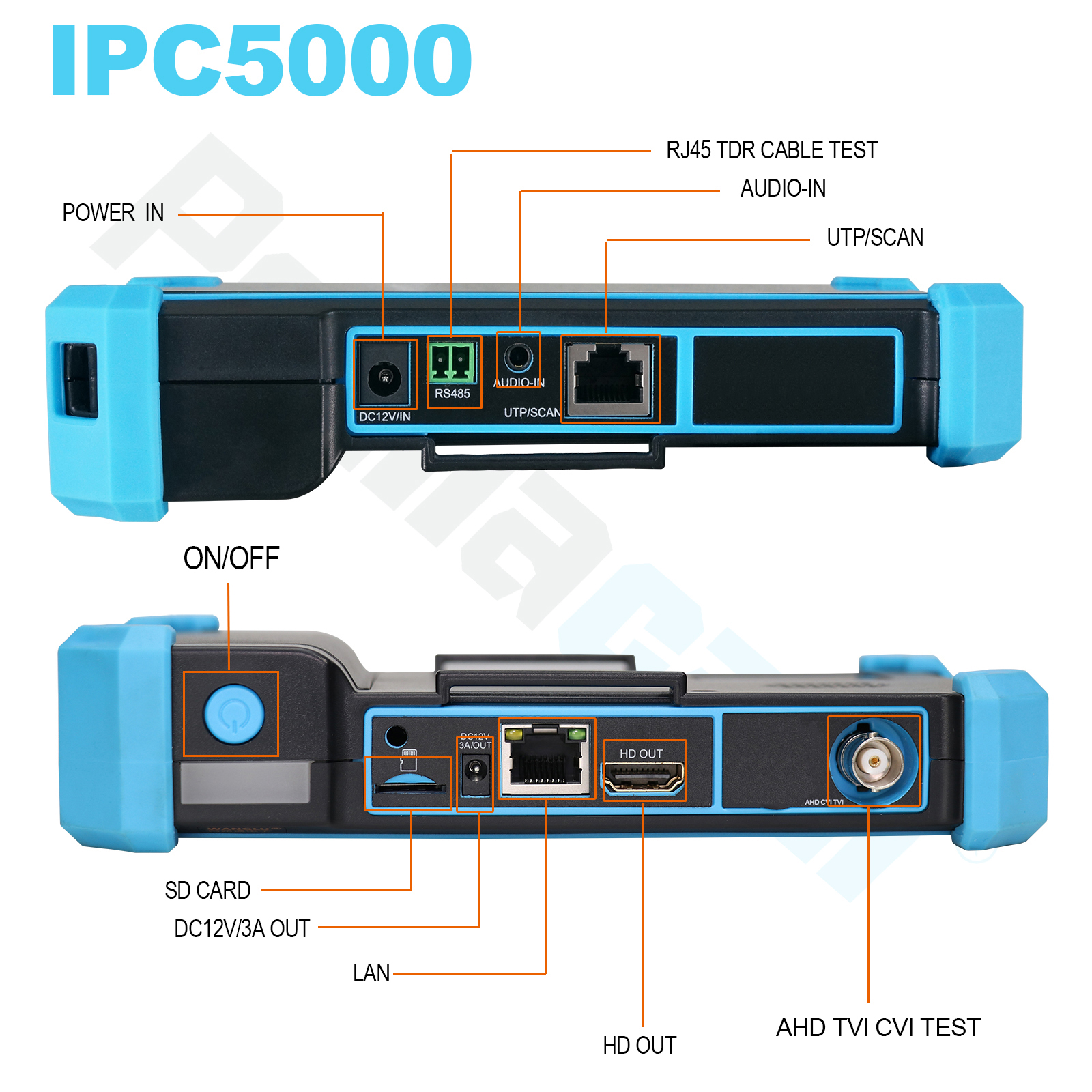 CCTV tester WANGLU IPC-5200 Plus Full HD 8MP IP CVI TVI AHD CVBS monitor camera IP discovery 5inch IPS touch screen PTZ control