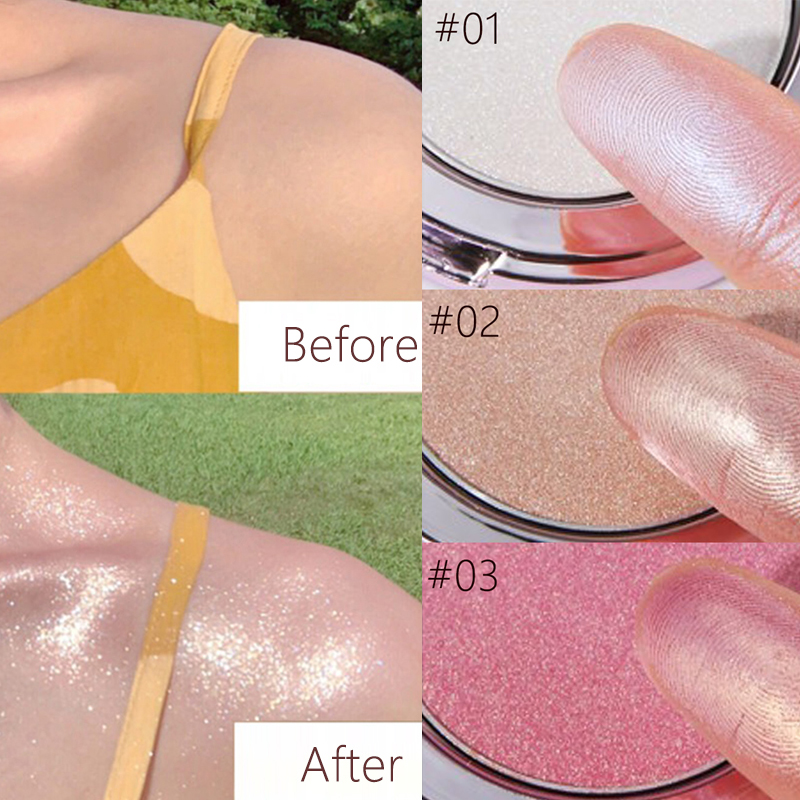 HEXZE Highlighter Powder Translucent Makeup Shimmer Baking Powder Skin Brighten Highlight Face Contour Bronzer Cosmetics