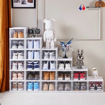 Clear Foldable Shoe Storage Unit with Side Access