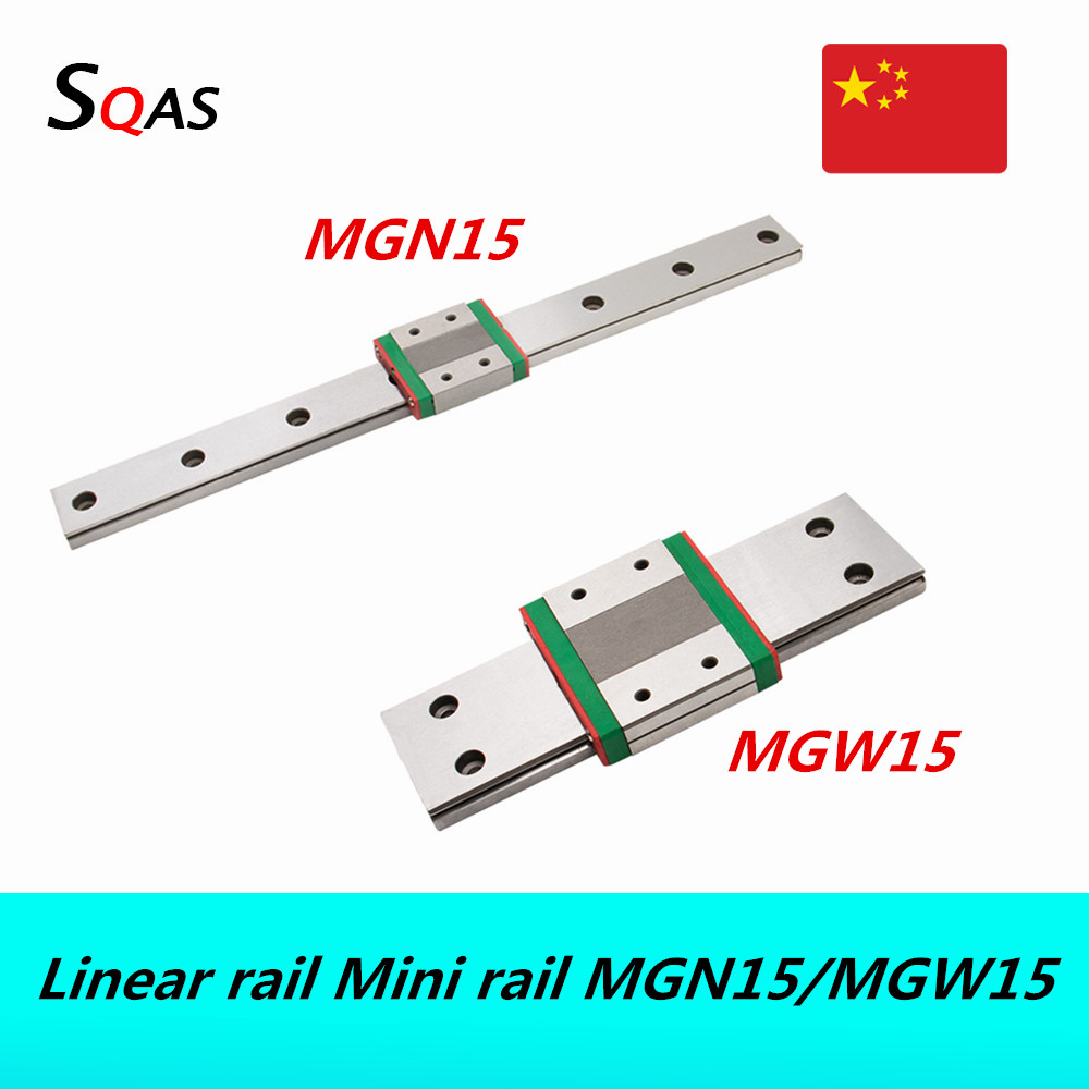Fast deliver 2pc linear rail linear guide mini rails MGN15 MGW15 100-1500mm +4pc MGN15H/MGW15H slides carriages for CNC parts