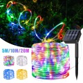 50/100/200 LEDs Solar Rope String Lights IP65 Waterproof Copper Wire Outdoor Tube Fairy Lights for Christmas Garden Yard Path