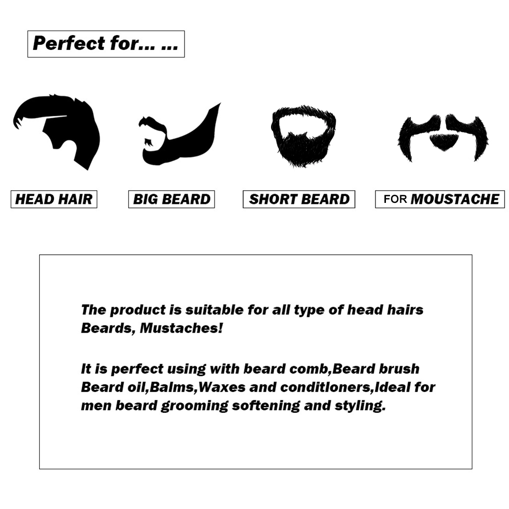 Portable Men Wooden Round Handle Face Hair Mustache Beard Shaving Brush Comb