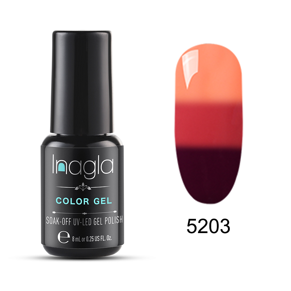Inagla Temperature Change 3 Color Change UV Gel Lacquer Gel Nail Polish Manicure Thermo Gel Nail Art Mood Change Hybrid Varnish