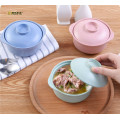 1PC Pure natural wheat straw Lovely Lunch Tray Dishes Soup Bowl with Lid Dinnerware Creative Plate Plastic Tableware LF 132