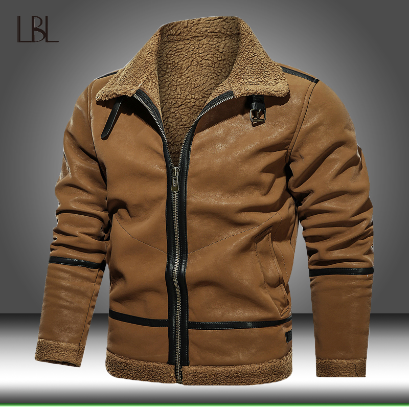 Leather Rider PU Jacket Men Casual Outwear Coat Windbreaker Motorcycle Leather Jackets Male Winter Fleece Warm Clothes EURO Size