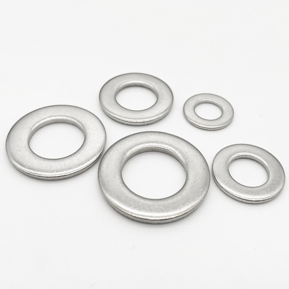 1/50/100pcs GB97 A2 304 Stainless Steel Flat Washer Plain Gasket for M1.6 M2 M2.5 M3 M4 M5 M6 M8 M10 M12 M16 M20 M24 Screw Bolt