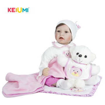 KEIUMI 22 Inch Reborn Girl Alive Doll Soft Vinyl 55 cm Handmade Baby Doll Toy For Wholesale Toddler Christmas Gift Free Shipping