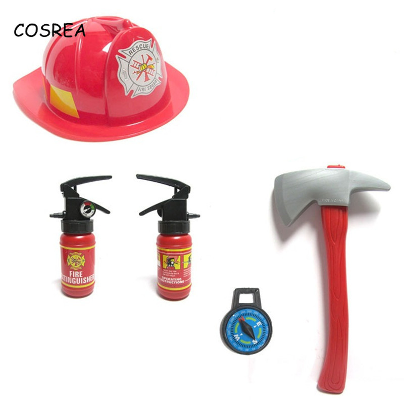 Fireman Sam Suit for Boy Kids Cosplay Costumes Toy Firefighter Funny Hat Axe Accessories Firefighter Helmet Party Uniforms Set