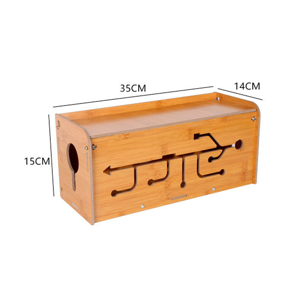 Multifunctional Phone Charging Cable Bamboo Wood Creative Wire Storage Boxs Household Power Board Storage Finishing Box