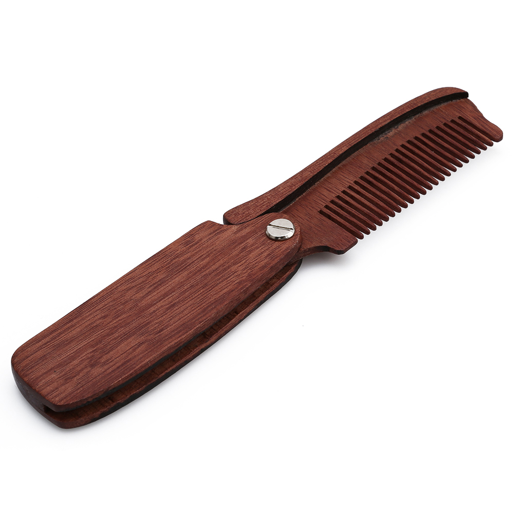 Natural Green wood Fold Comb Hair Comb For Men Beard Care Anti-static Wooden Comb Hair Care Tools Hair Brush 1pc