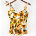 SISHION Cherry Floral Bustier Bralette Crop Top Summer Women Tank Top Cotton Short Vest Sexy Camis Women Tops Cropped VT0009