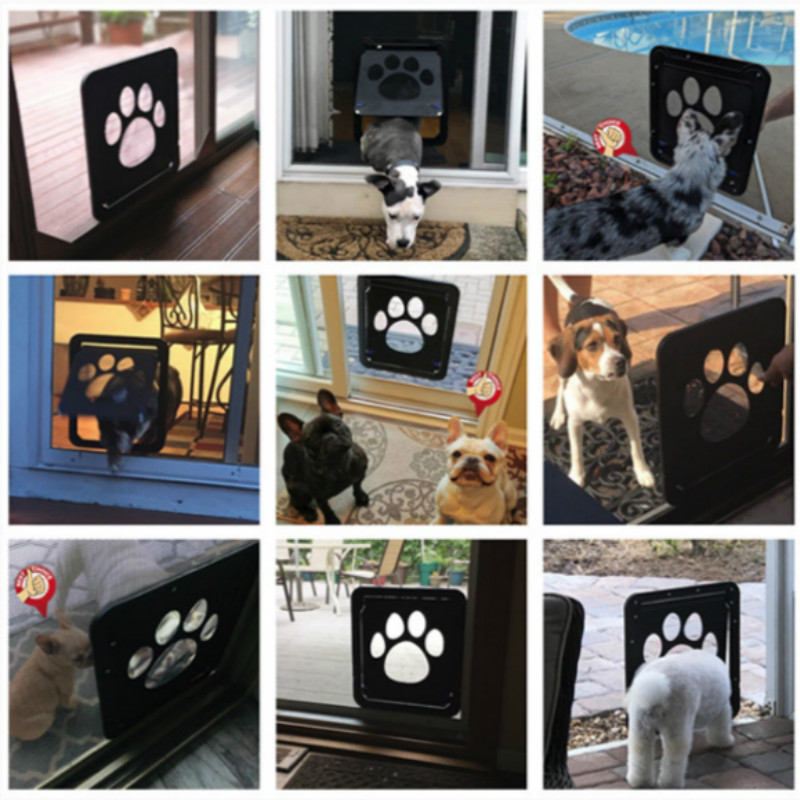 Quality Pet Door Controllable Access Openings Cat Dog Window Footprint Pattern Pet Cat Door Window Door Screen Doggie Flap Pet