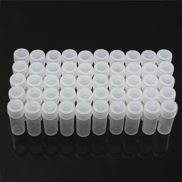 Kicute 50Pcs 5g Transparent Volume Plastic Sample Bottle 5ML Small Bottle Vial Home Storage Container Lab Sample Collection