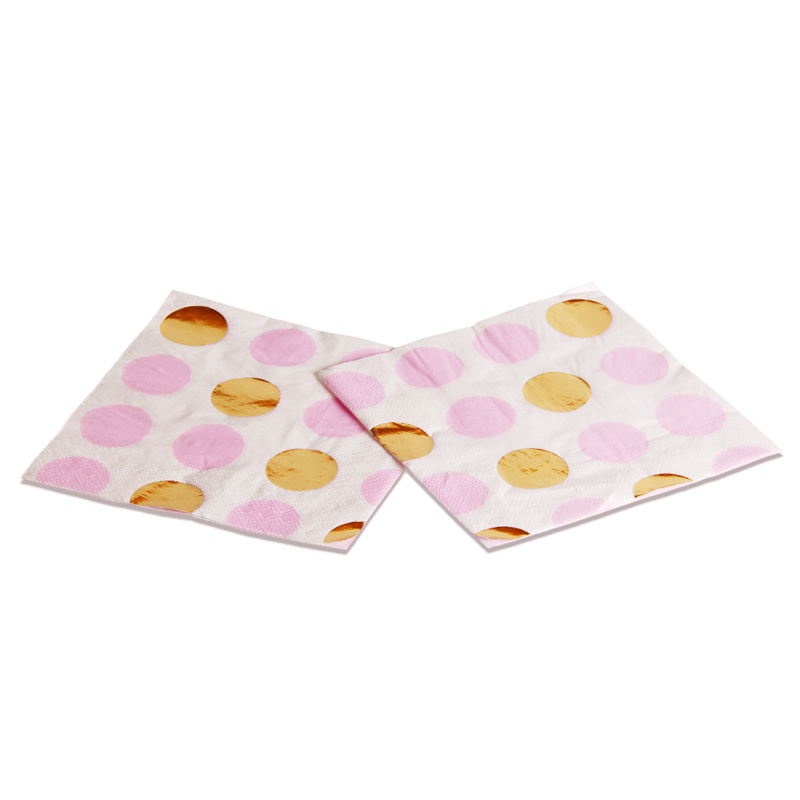 20pcs /lot Rose Gold Foil Dot Paper Napkin For Boy Girl Gender Reveal Party Tissue Napkin Decoration Serviettes 33*33cm