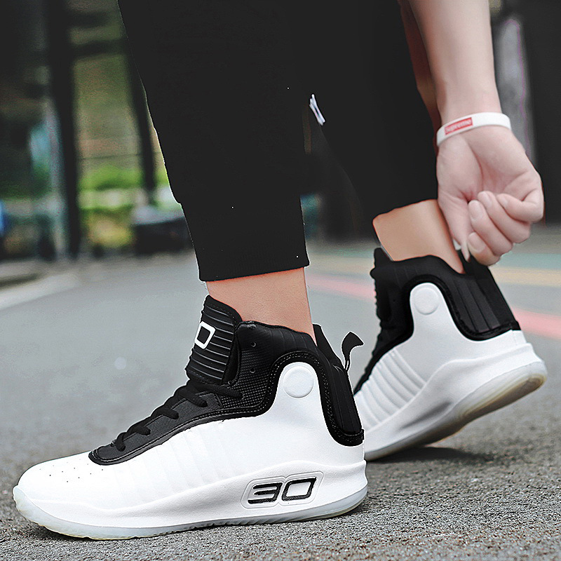 36-45 White Breathable Casual Men Synthetic Basketball Shoes Couple High-cut Curry Same Style Boots Student Sports Trend Shoes