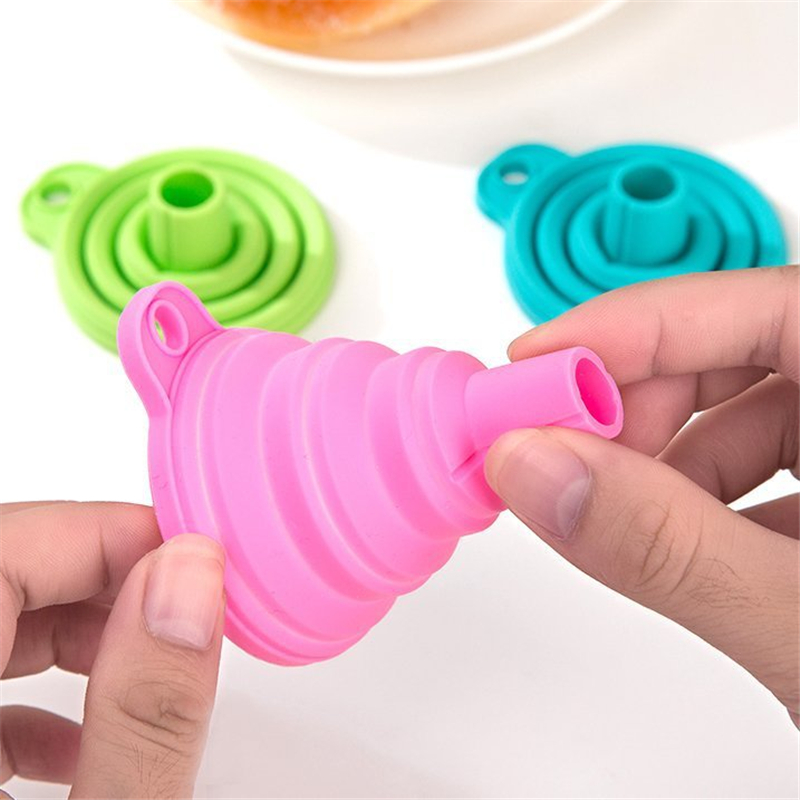 Food grade silicone gel folding funnel folding telescopic long neck funnel liquid filling