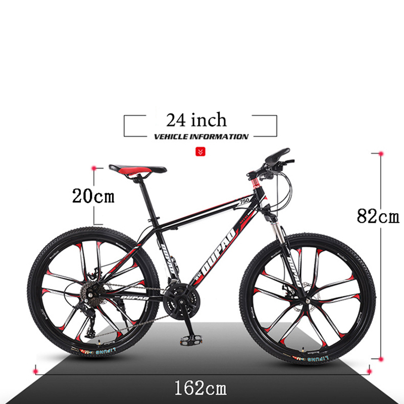 OUPAO Student Adult Offroad Mountain Bike 24 Inch Integrated Wheel Spoke Wheel 21 Speed Variable Speed Road Bicycle Men Ride
