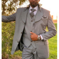 Grey Mans Wedding Suits Groom Wear Tuxedos Best Man Suits Business Suits Prom Dresses Peaky Blinders 3Pieces(Jacket+Pants+Vest)