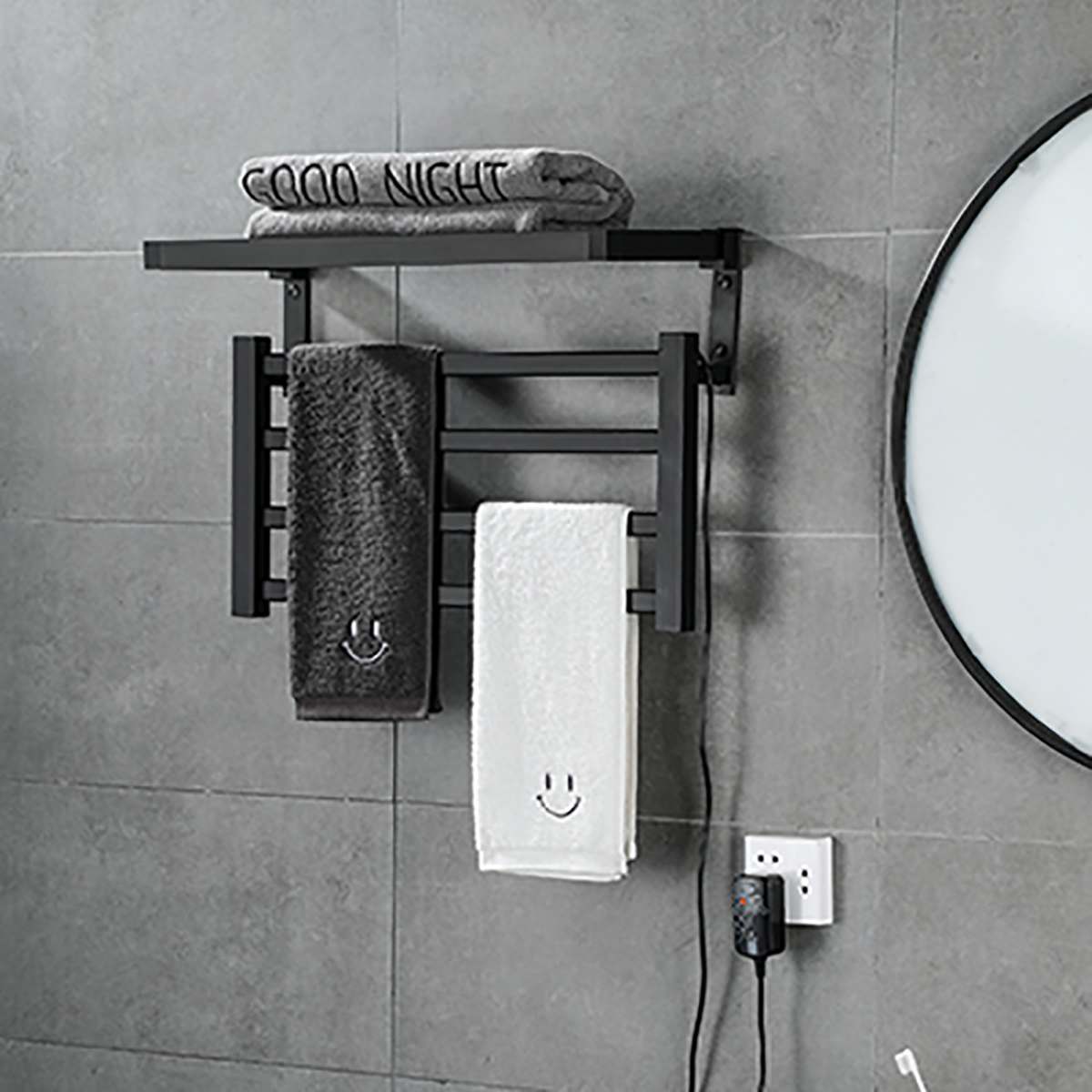 55W Intelligent Thermostatic Electric Heating Towel shelf rack Carbon Fiber Heating Household Towel Rack warm towel shelf