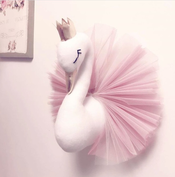 Ins Animal Head Wall Decoration Pillow Cushions Swan Wall Hanging Mount Stuffed Swan Toys for Girls Baby Kids Nursery Room Decor