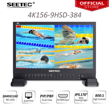 Seetec 4K156-9HSD-384 15.6 Inch IPS UHD 3840x2160 4K Broadcast Monitor with 3G-SDI HDMIx4 Quad Split Display Director Monitor