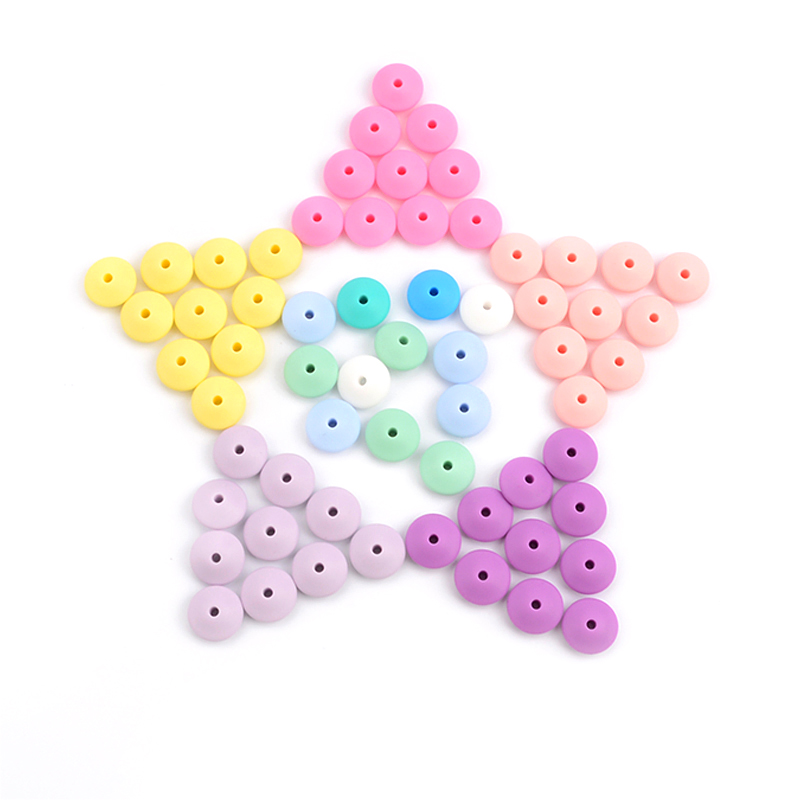 10pcs/lot Silicone lentil Beads 15mm Teething Necklace Baby Teething Toy Silicone BPA Free DIY Charms Newborn Nursing Accessory