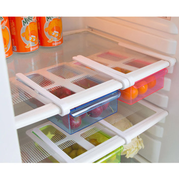 ES#Kitchen Organizer Adjustable Kitchen Refrigerator Storage Rack Fridge Freezer Shelf Holder Pull-out Drawer Organiser