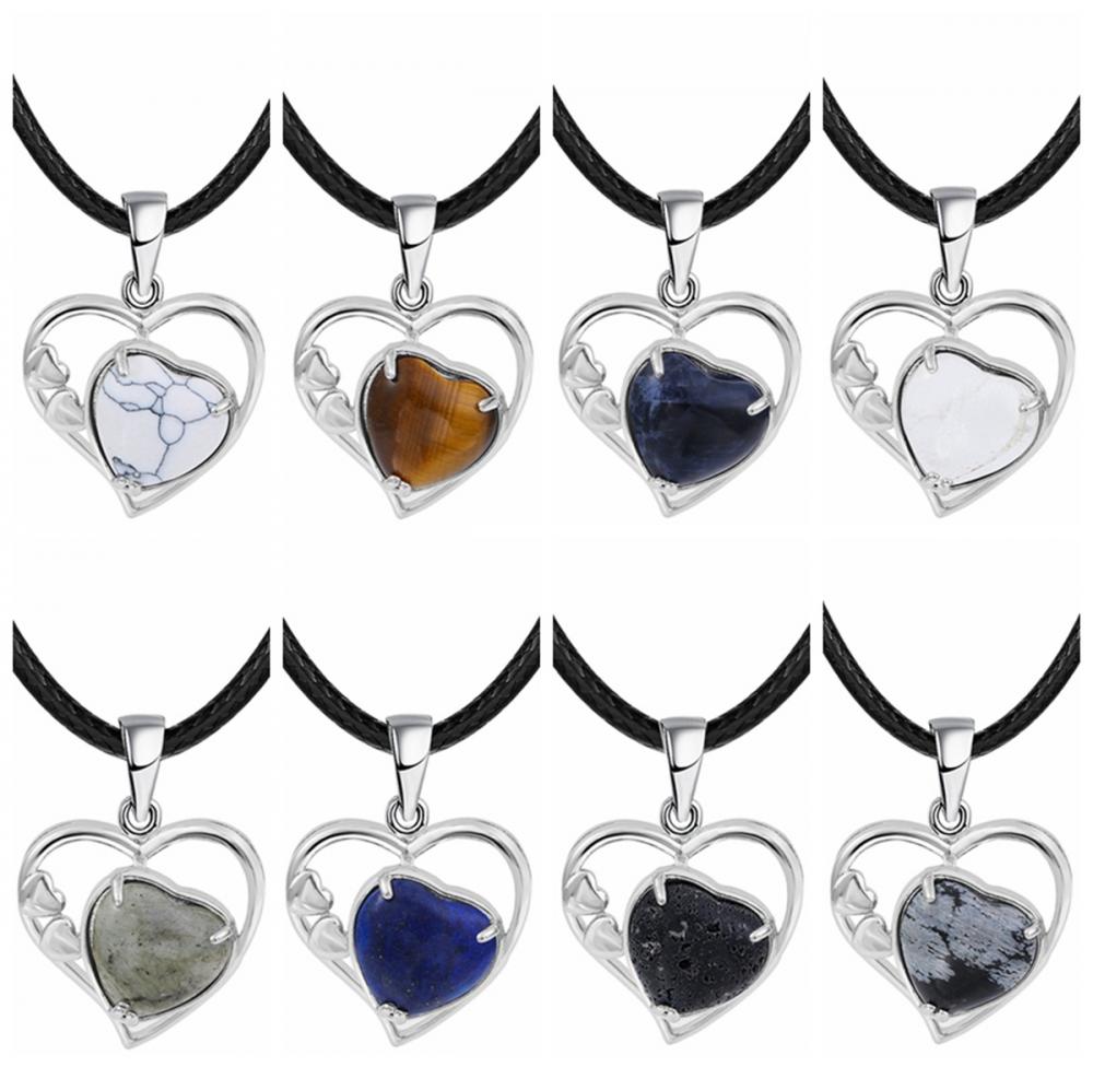 Sodalite Love Heart Birthstone Pendant Gemstone Necklaces for Women